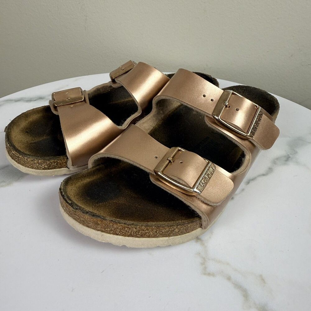 Birkenstock Arizona Metallic Soft Footbed Girls Slides Sandals Kids 1.5 Clogs